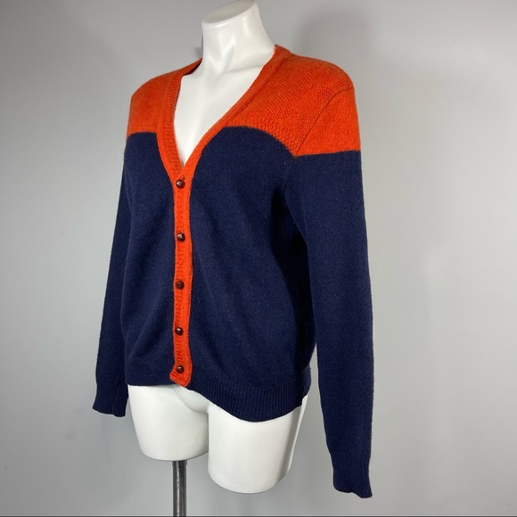 Monsieur Lacenaire mod 60’s grandpa cardigan sweater color block wool france M - Picture 6 of 16